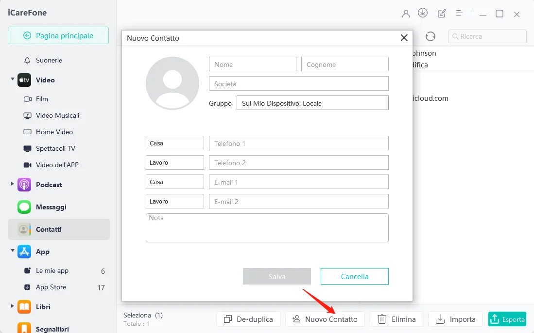 Importa/Esporta Contatti