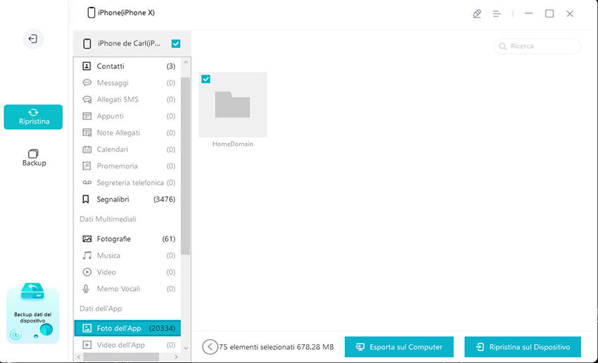 eseguire il backup e il ripristino di iPhone