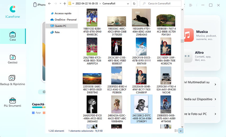 icarefone anteprima e ripristino delle foto