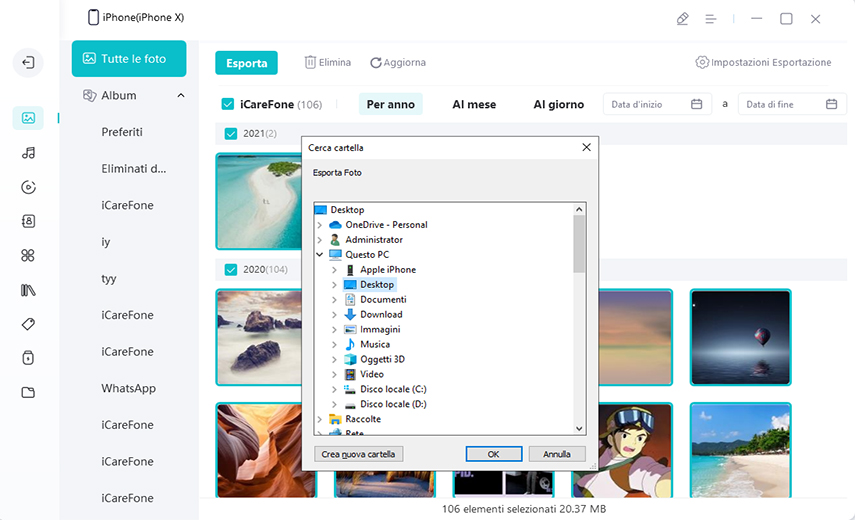 gestisci foto d iPhone