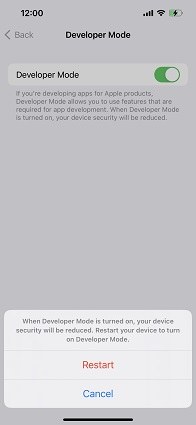 modalità sviluppatore iphone passo 6