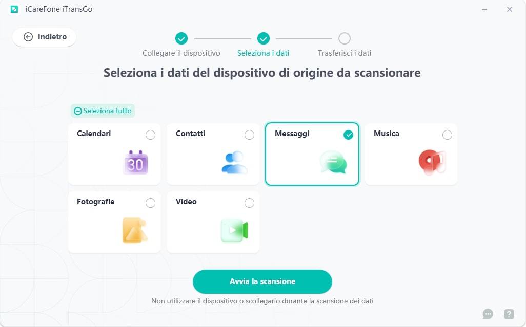 come trasferire dati da android a iphone 15 passo 3