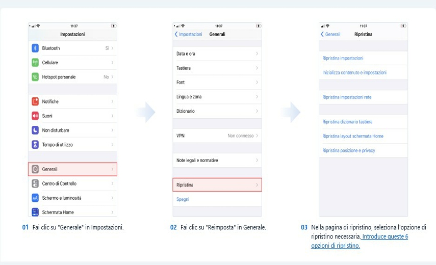 guida per 6 reset opzioni
