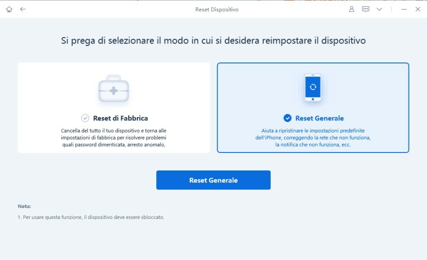 reset generale con ReiBoot
