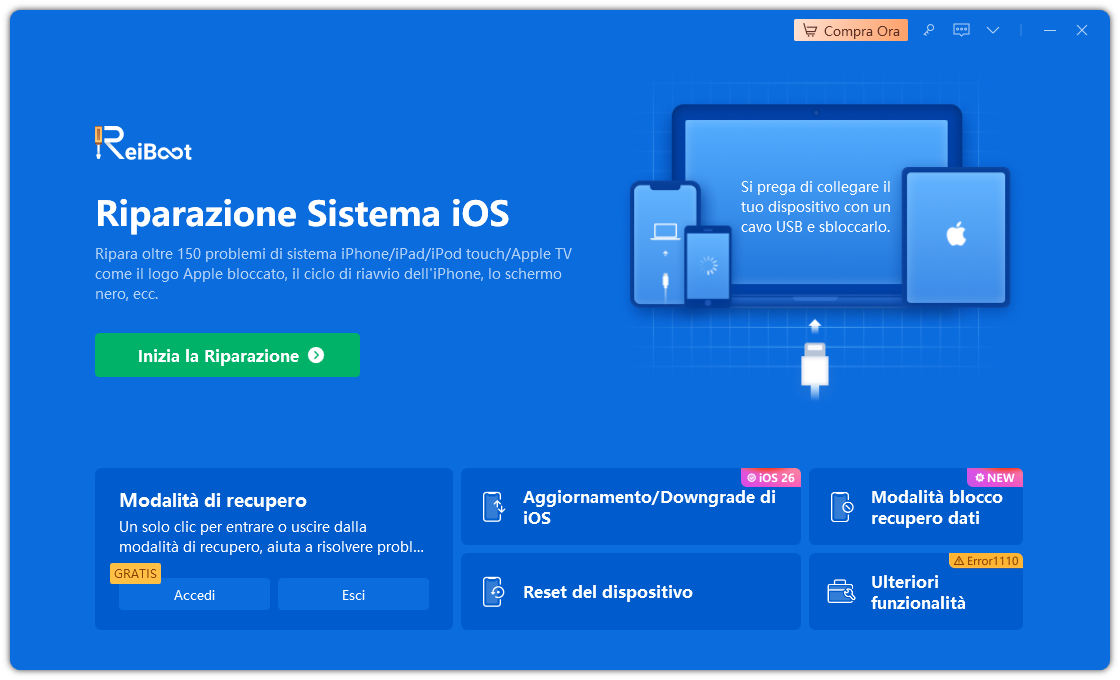 iphone 6 in ritardo- seleziona la funzione reiboot pro