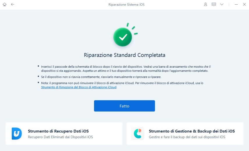 reiboot riparazione di sistema iOS con successo