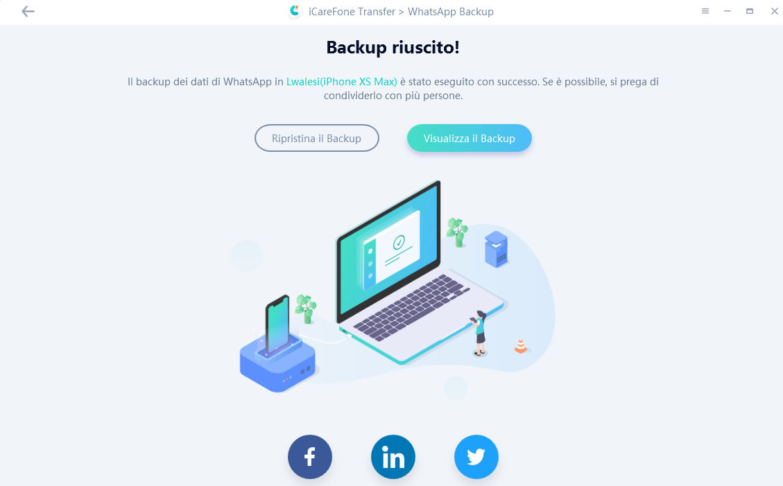 backup dei dati di whatsapp su iphone con successo -guida